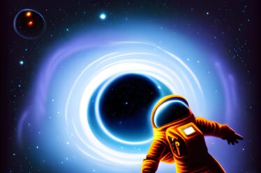 astronaut pulled toward a black hole