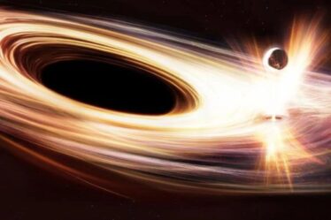 Illustration of accretion disc around black hole.