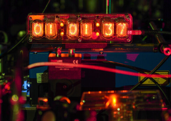 Photo of clock with glowing numbers